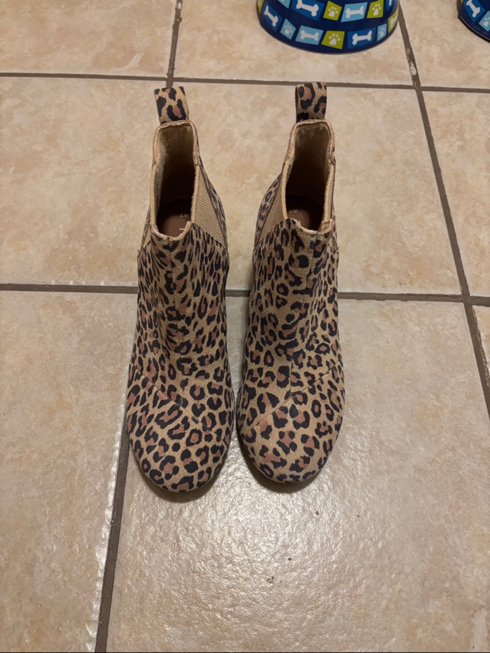 Toms Leopard Print Wedge Ankle Boots in Tan and Black